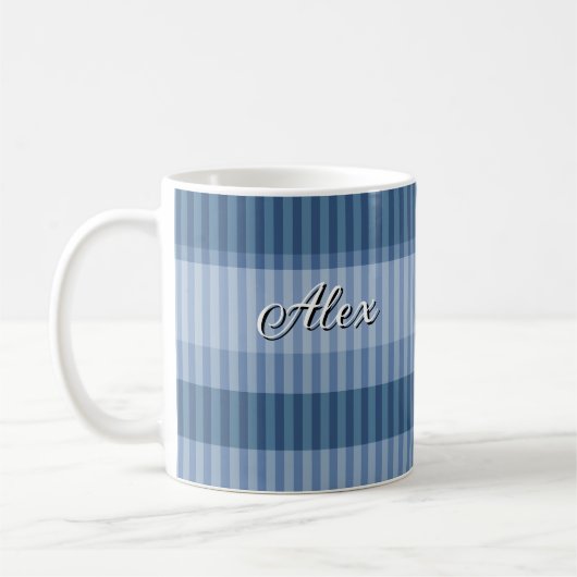 Mug motif vertical rayé bleu (Gauche)