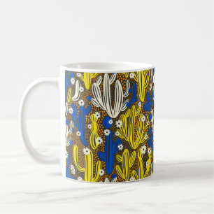 Mug Motif vintage avec cactus sur arrière - plan noir.