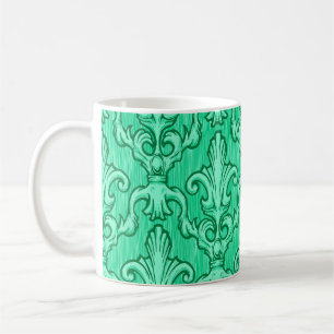 Mug Motif vintage baroque vert sans couture. Illustrat