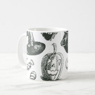 Mug Motif vintage d'Halloween noir et blanc