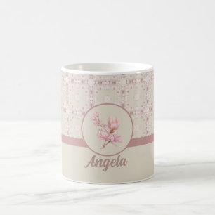 Mug Motif vintage Magnolia Beige Ephemera
