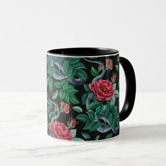 Mug Motif vintage Red Rose & Snake (Devant droit)