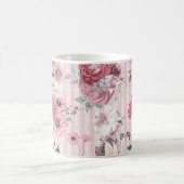 Mug Motif vintage rose rayé (Centre)