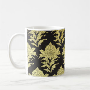 Mug motif vintage sans soudure avec fleur d'or sur bl