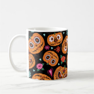 Mug motif vintage sans soudure pour Halloween. Citroui