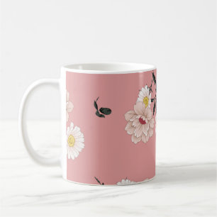 Mug motif vintage sans soudure sur arrière - plan rose