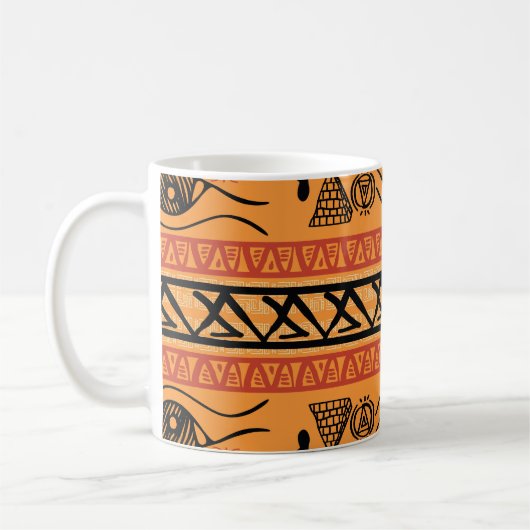 Mug Motif Vintage Tribal Égyptien À Rayures. (Gauche)