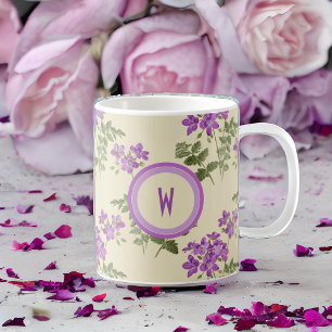 Mug Motif violet doux sur jaune pâle