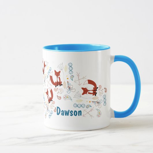 Mug Motif Woodland de Fox moderne personnalisé (Droite)