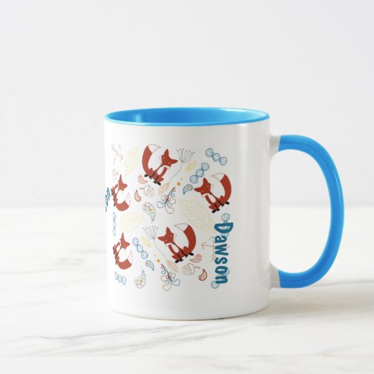 Mug Motif Woodland de Fox moderne personnalisé (Droite)