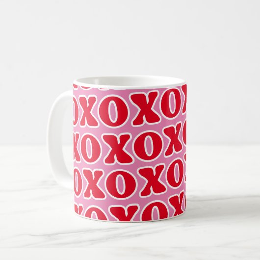 Mug Motif XOXO rose rouge (Devant gauche)