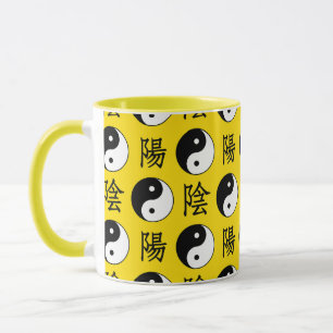 Mug Motif Yinyang Arrière - plan jaune