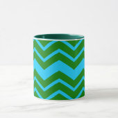 Mug Motif zigzag chevron bleu vert (Centre)