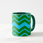 Mug Motif zigzag chevron bleu vert (Devant droit)