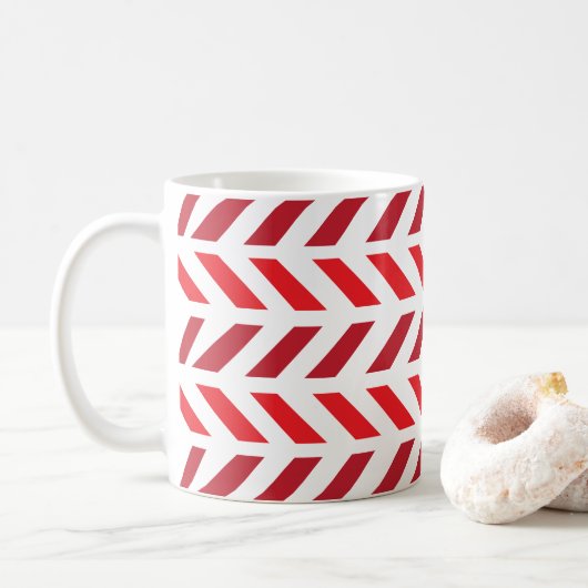 Mug Motif Zigzag Chevron Rayure Marron Rouge (Avec donut)