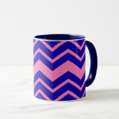 Mug Motif Zigzag Chevron Rose Bleu (Devant droit)