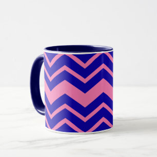 Mug Motif Zigzag Chevron Rose Bleu