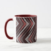 Mug Motif zigzag corail, gris, marron. (Gauche)