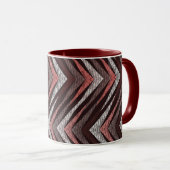 Mug Motif zigzag corail, gris, marron. (Devant droit)