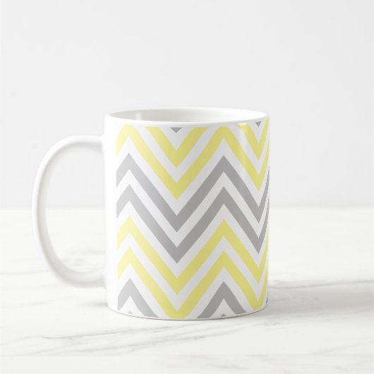 Mug Motif Zigzag, Motif Chevron, Jaune, Gris (Gauche)