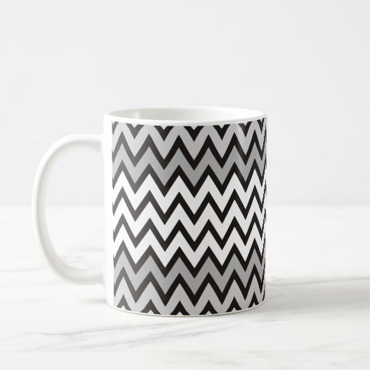 Mug Motif ZIGZAG - noir blanc gris + votre idée (Gauche)