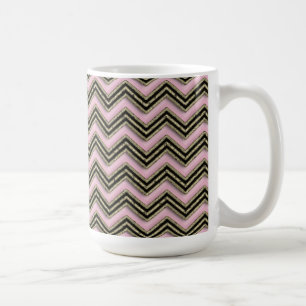 Mug Motif Zigzag noir et rose