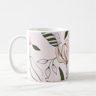 Mug Motifs botaniques, isolés, fleuris sans soudure.
