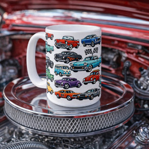 Mug Motifs de collage de voitures classiques vintage