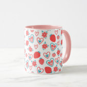 Mug  Motifs de fraises, de coeurs et petite (Devant droit)