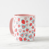 Mug  Motifs de fraises, de coeurs et petite (Devant gauche)