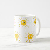 Mug Motifs de soleil : vintage et transparent. (Devant droit)