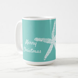 Mug Motifs d'étoiles de mer Turquoise White Beach Joy