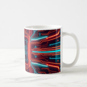 Mug motifs futuristes de circuits imprimés illuminés