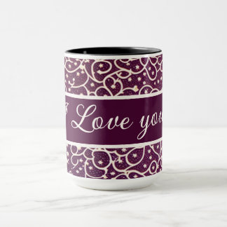 Mug Motifs ornementaux bordeaux, blanc