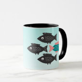 Mug Motivation du poisson libre d'esprit dire (Devant droit)