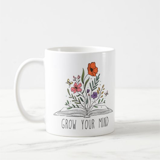 Mug Motivation florale | Élargissez votre esprit | Cad (Gauche)