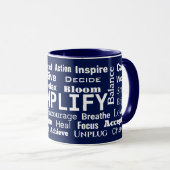 Mug Motivation Motif Nuage De Mot Sur Bleu Marine (Devant droit)