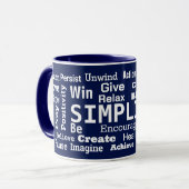 Mug Motivation Motif Nuage De Mot Sur Bleu Marine (Devant gauche)