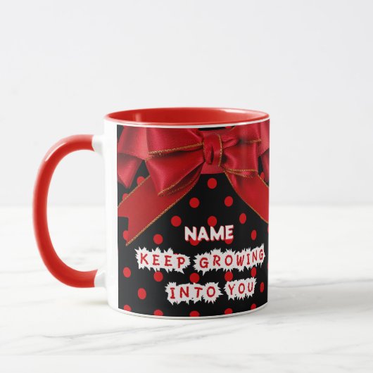 Mug Motivation Personnalisée à Points Rouges  (Gauche)