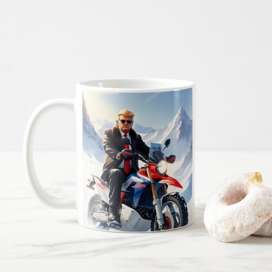 Mug Moto Trump Riding en hiver Noël MAGA (Avec donut)