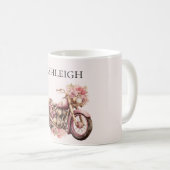 Mug Motocyclette florale rose (Devant droit)