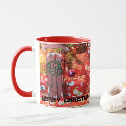 Mug Motoneige de Noël avec couronne (Avec donut)