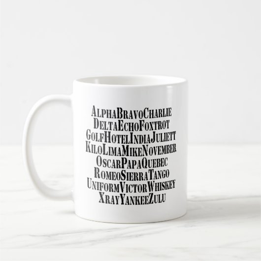 MUG MOTS ALPHABET PHONÉTIQUE / CODE (Gauche)