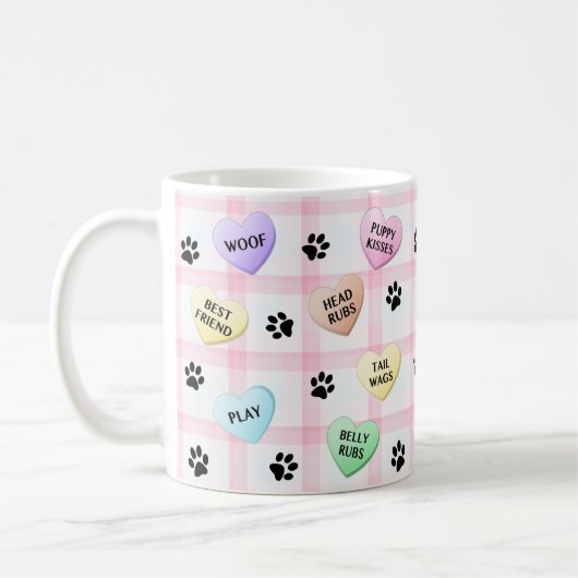 Mug Mots de chien Amour Coeurs Empreintes de pattes Mu (Gauche)