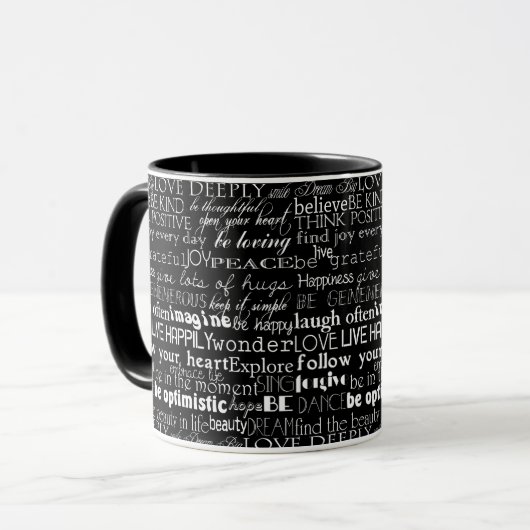 Mug Mots d'inspiration noirs blancs (Devant gauche)