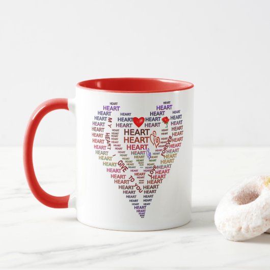 Mug Mots du coeur au coeur de l'amour Café (Avec donut)