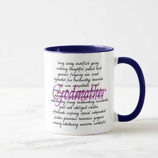 Mug Mots pour Godmère avec Bleu Rim (Droite)