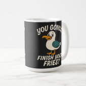Mug Mouette drôle "Vas-tu finir tes frites?" Plage (Devant droit)