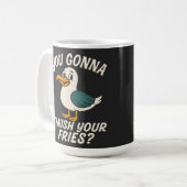 Mug Mouette drôle "Vas-tu finir tes frites?" Plage (Devant gauche)