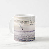 Mug Mouette grise avec la plage de Psaum Bible Verse (Devant gauche)